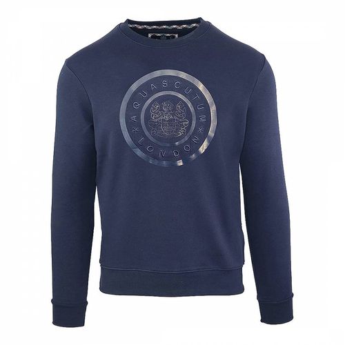Navy Circle Logo Cotton Sweatshirt - Aquascutum - Modalova