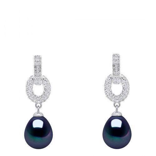 Black Tahiti Natural Freshwater Pearl 8-9mm Hanging Earrings - Atelier Pearls - Modalova