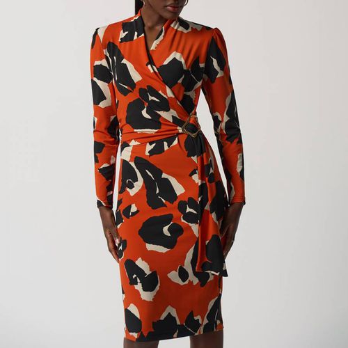 Orange Printed Midi Wrap Dress - Joseph Ribkoff - Modalova