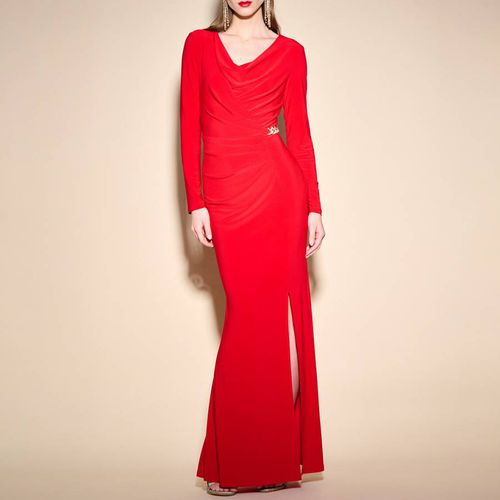 Red Drape Buckle Detail Gown - Joseph Ribkoff - Modalova