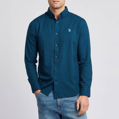 Blue Gingham Poplin Cotton Shirt - U.S. Polo Assn. - Modalova