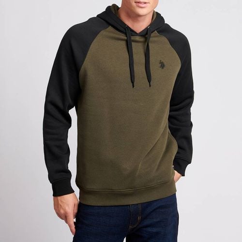 Khaki Colour Block Cotton Blend Hoodie - U.S. Polo Assn. - Modalova