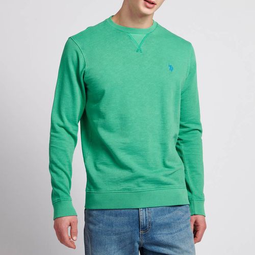 Green Garment Dye Cotton Sweatshirt - U.S. Polo Assn. - Modalova