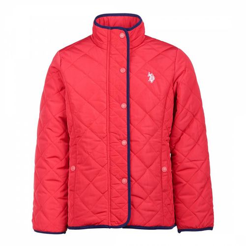Teen Girl's Red Quilted High Neck Jacket - U.S. Polo Assn. - Modalova