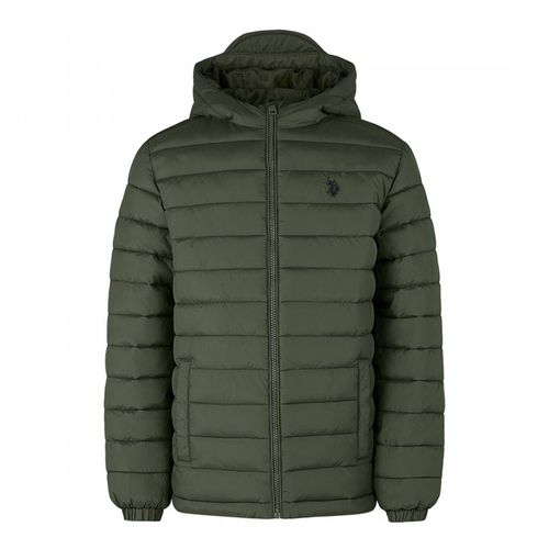 Younger Boy's Dark Hooded Quilted Jacket - U.S. Polo Assn. - Modalova