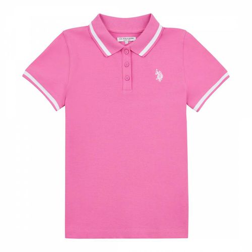 Teen Girl's Pink Contrast Trim Cotton Polo Shirt - U.S. Polo Assn. - Modalova