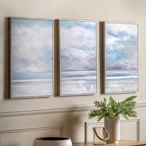 Clouded Triptych 70x50cm Framed Canvas - Art Marketing by Gallery - Modalova