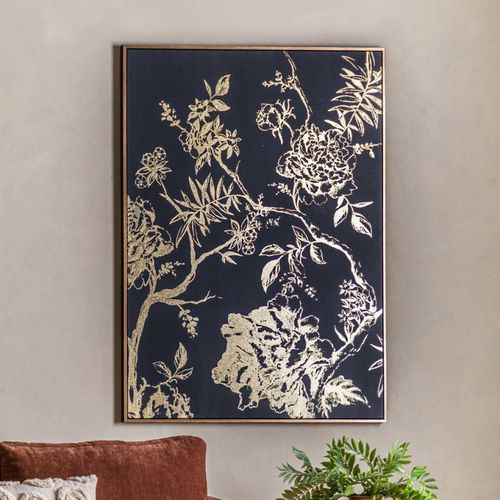 Dark Oriental Blooms 120x90cm Framed Canvas - Art Marketing by Gallery - Modalova