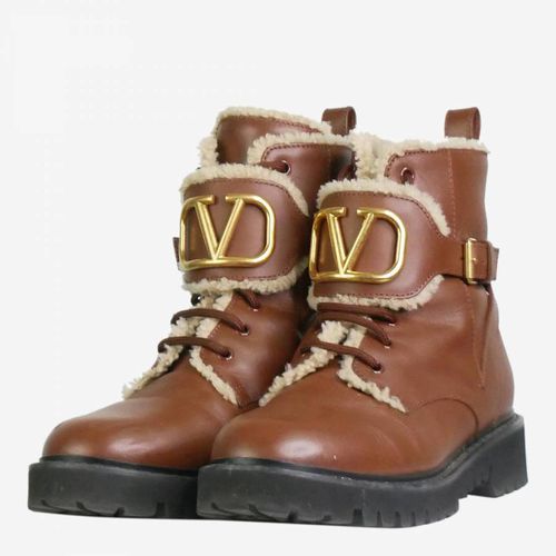 Brown Lace Up Boots - Size UK 7 - Pre-Loved Valentino - Modalova