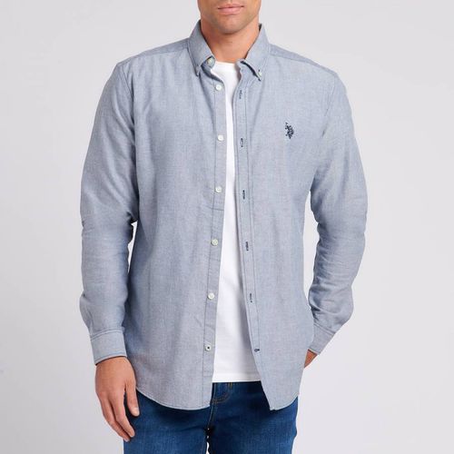 Mid Blue Oxford Long Sleeve Cotton Shirt - U.S. Polo Assn. - Modalova