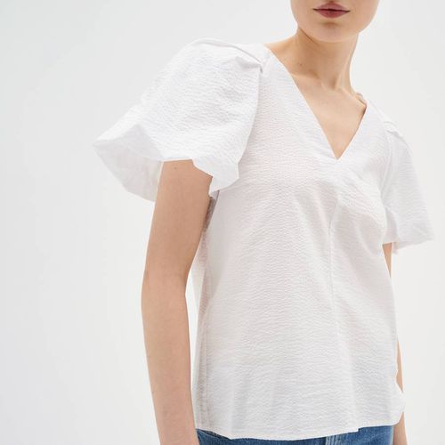 White V-Neck Frill Blouse - Inwear - Modalova