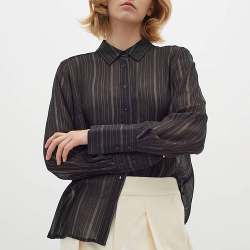 Black Mesh Stripe Blouse - Inwear - Modalova