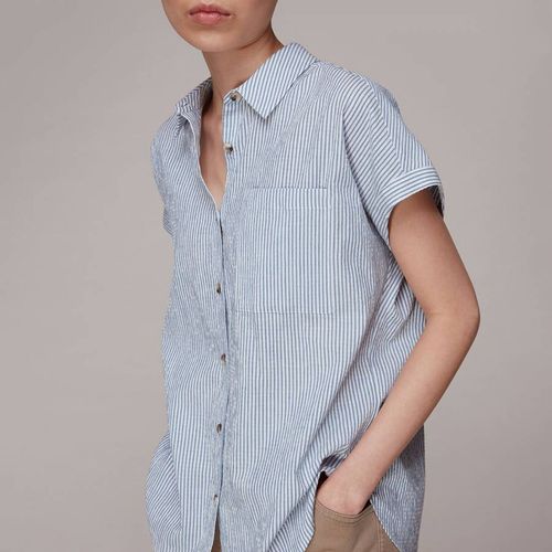 Blue Nicola Striped Cotton Shirt - WHISTLES - Modalova