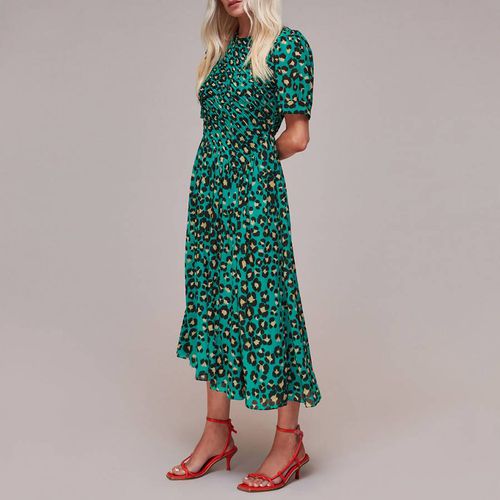 Green Petite Leopard Shirred Dress - WHISTLES - Modalova