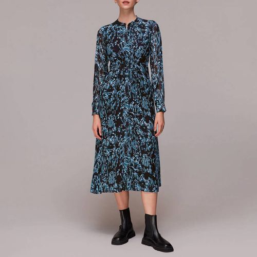 Blue Wood Printed Midi Dress - WHISTLES - Modalova