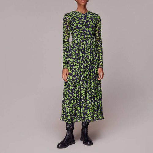 Green/Navy Linear Floral Mesh Dress - WHISTLES - Modalova