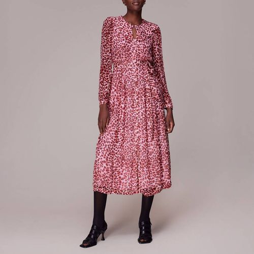 Pink Abstract Cheetah Midi Dress - WHISTLES - Modalova
