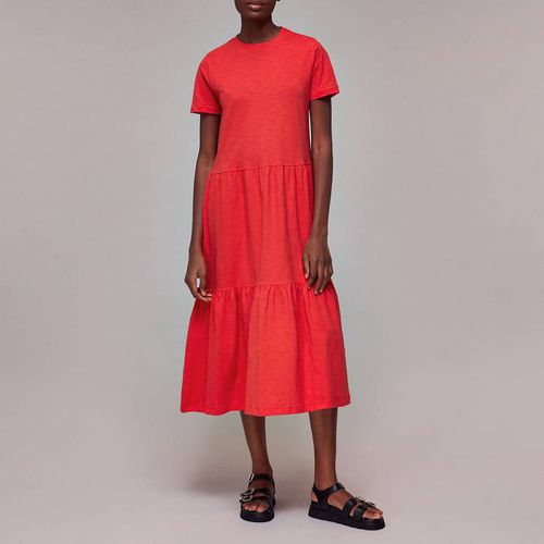 Red Tiered Jersey Cotton Midi Dress - WHISTLES - Modalova