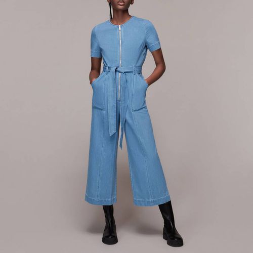 Blue Zip Denim Jumpsuit - WHISTLES - Modalova