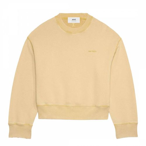 Unisex Mustard Fade Out Cotton Sweatshirt - AMI Paris - Modalova