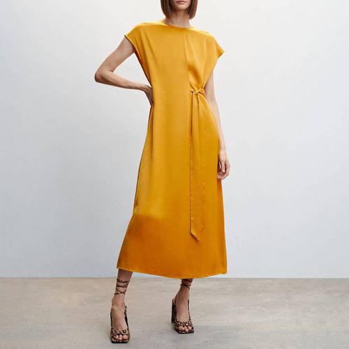 Mustard Satin Dress With Knot - Mango - Modalova