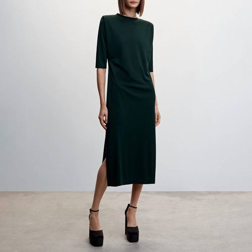Dark Green Short-Sleeved Dress - Mango - Modalova