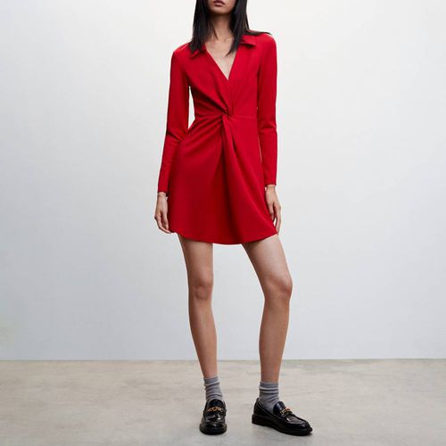 Red Knot Detail Shirt Dress - Mango - Modalova