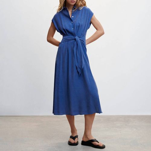 Blue Bow Shirt Dress - Mango - Modalova