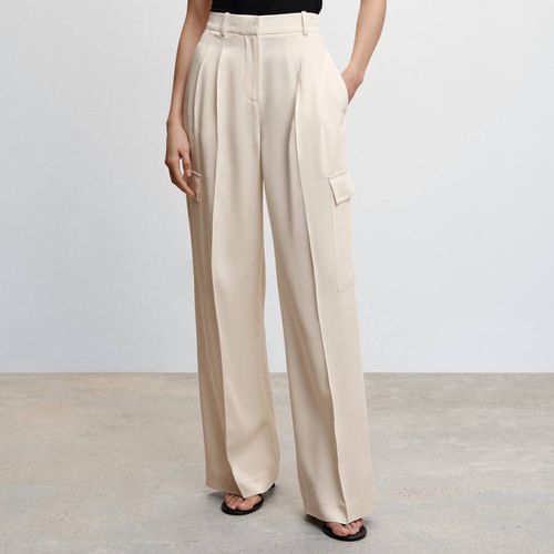 White Wideleg Cargo Style Trousers - Mango - Modalova