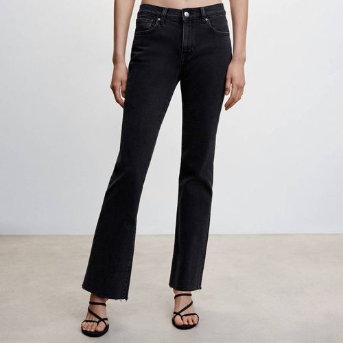 Black Denim Low-Rise Flared Jeans - Mango - Modalova