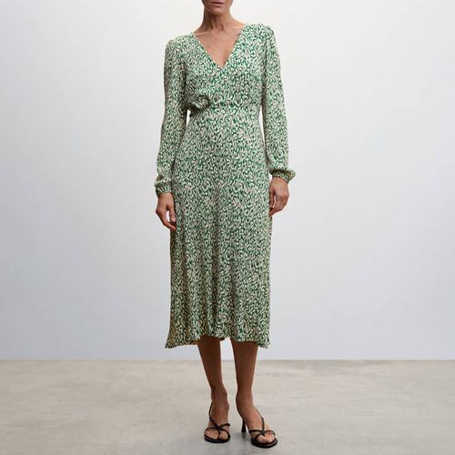 Green Textured Printed Dress - Mango - Modalova