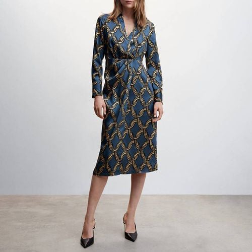 Blue Chain-Print Midi-Dress - Mango - Modalova