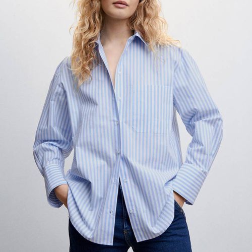 Sky Blue Oversize Striped Shirt - Mango - Modalova