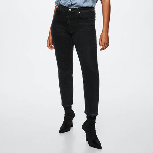 Black Denim Slim Cropped Jeans - Mango - Modalova