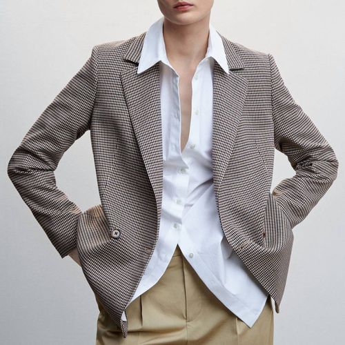 Brown Check Suit Blazer - Mango - Modalova