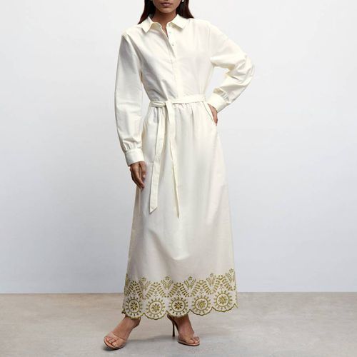 Off White Long Shirt Dress - Mango - Modalova