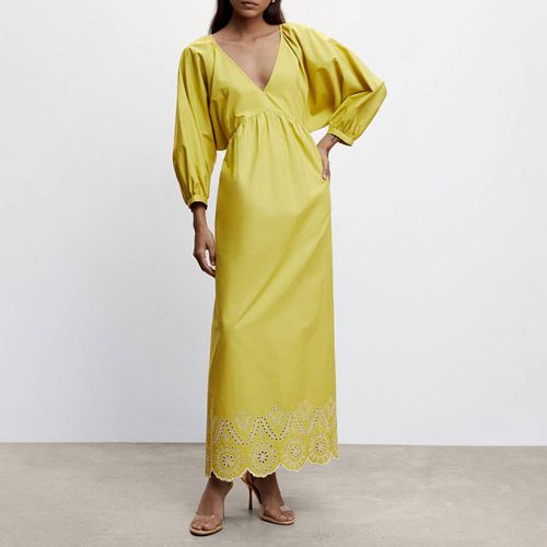 Yellow Puffed Sleeves Dress - Mango - Modalova