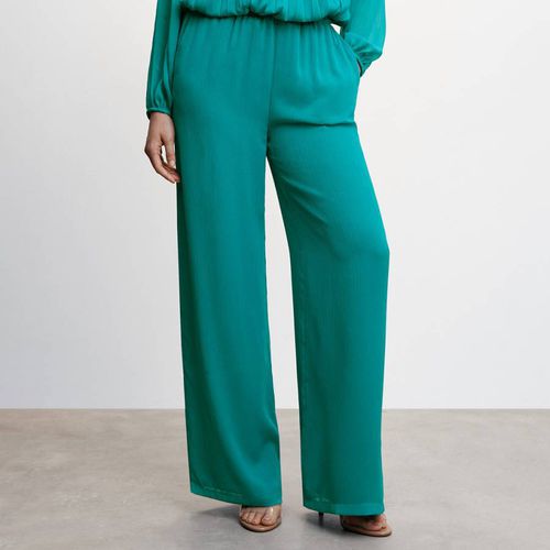 Turquoise Textured Palazzo Trousers - Mango - Modalova