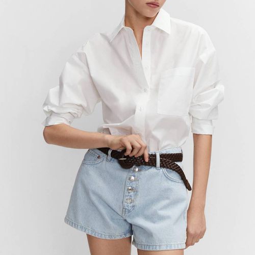 Off White Oversize Cotton Shirt - Mango - Modalova