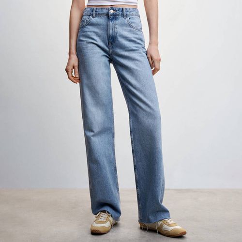 Medium Blue Wideleg Mid-Rise Jeans - Mango - Modalova