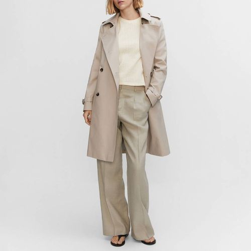 Stone Cotton Poplin Trench - Mango - Modalova