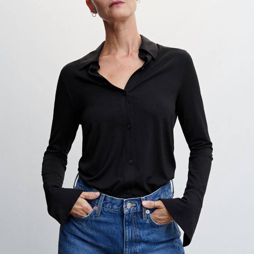 Black Buttoned Flowy Shirt - Mango - Modalova