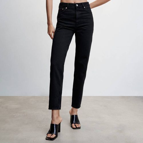 Black Denim Mom High-Waist Jeans - Mango - Modalova