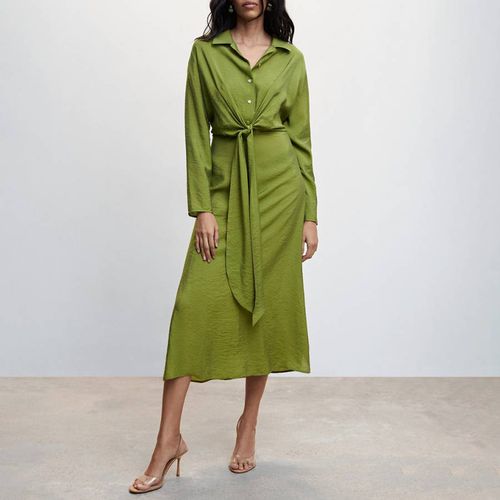 Green Knot Detail Shirt Dress - Mango - Modalova