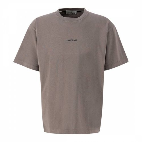 Grey Small Logo Cotton T-Shirt - Stone Island - Modalova