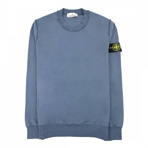 Mid Blue Crew Neck Cotton Hoodie - Stone Island - Modalova