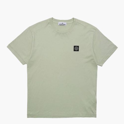 Sage Garment Dyed Neck Cotton T-Shirt - Stone Island - Modalova
