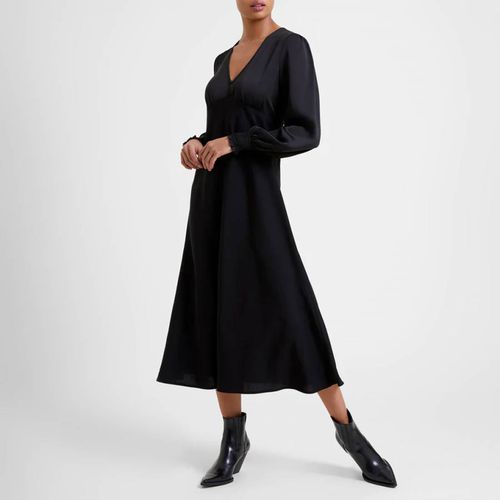 Black Ferne Crepe V-Neck Midi Dress - Great Plains - Modalova