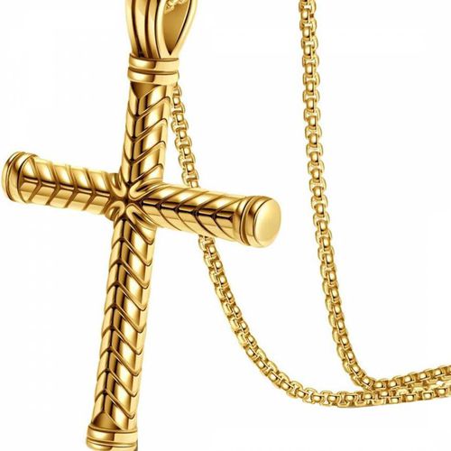 K Gold Texture Cross Necklace - Stephen Oliver - Modalova
