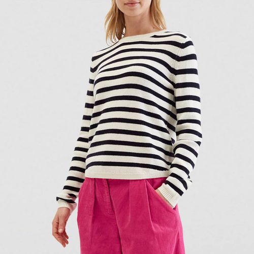 Navy and Cream Elbow Patch Breton Sweater - Chinti and Parker - Modalova